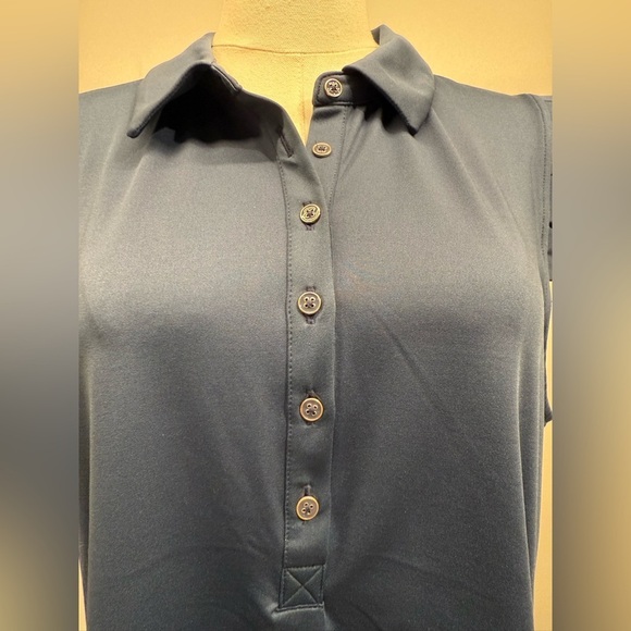 Sigrid Olsen Midnight Blue Ruffle Sleeve Golf or Tennis Blouse SPF50 dry fast - Picture 3 of 8